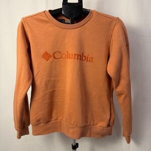 Columbia Crewneck Sweatshirt Women's Small Orange Logo Pullover Casual Top